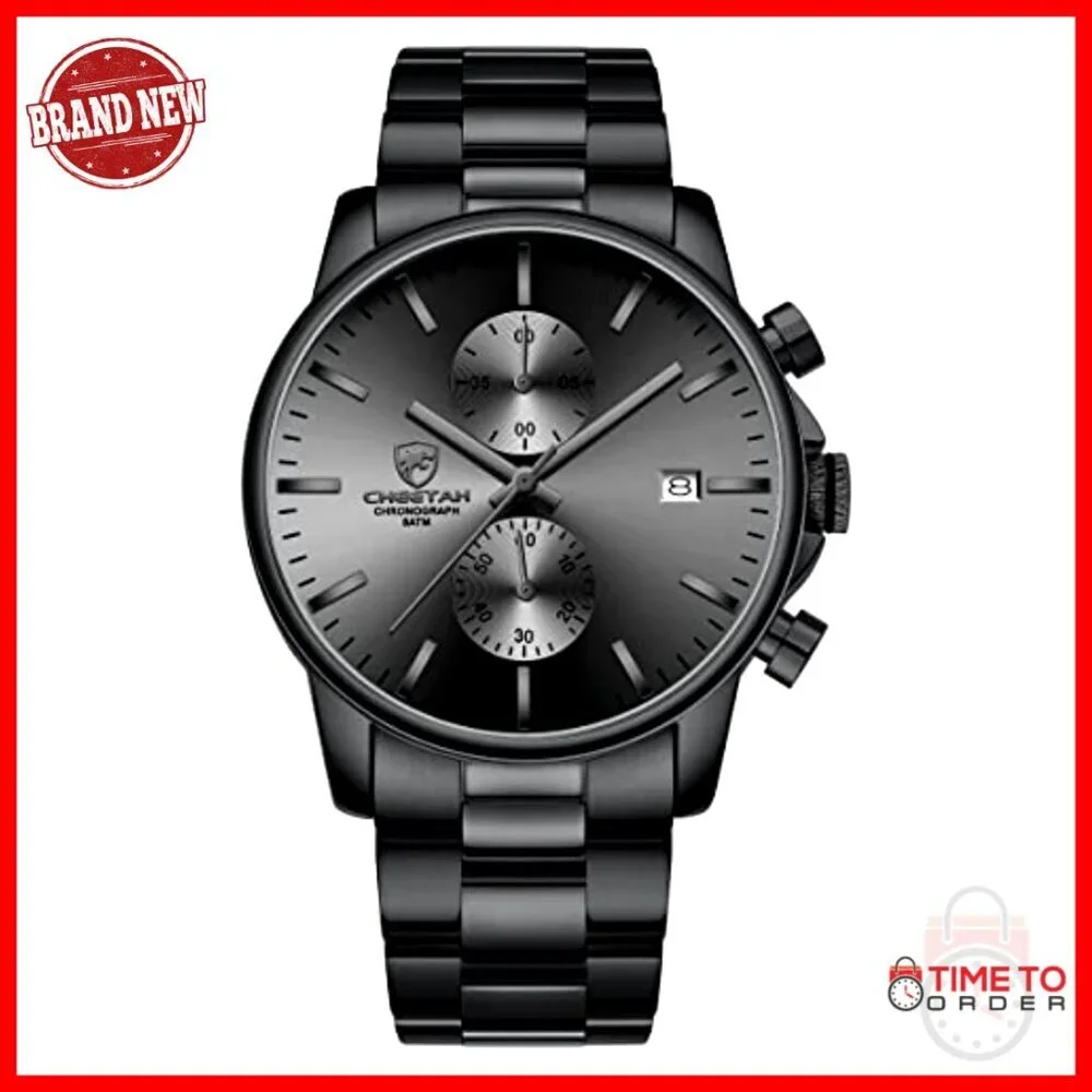 Stainless Steel Chronograph Quartz Watch Waterproof 30M Business Fashion